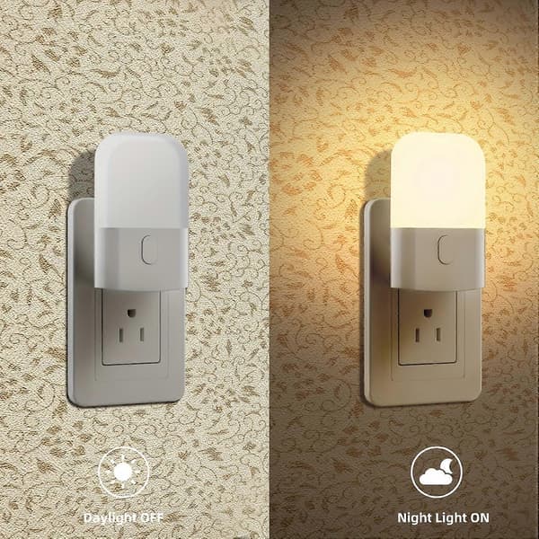 2-pack Plug-in Nattlampor, Varmvitt LED Nattljus med Smart Sensor för Sovrum Badrum Hall Trappor Kök