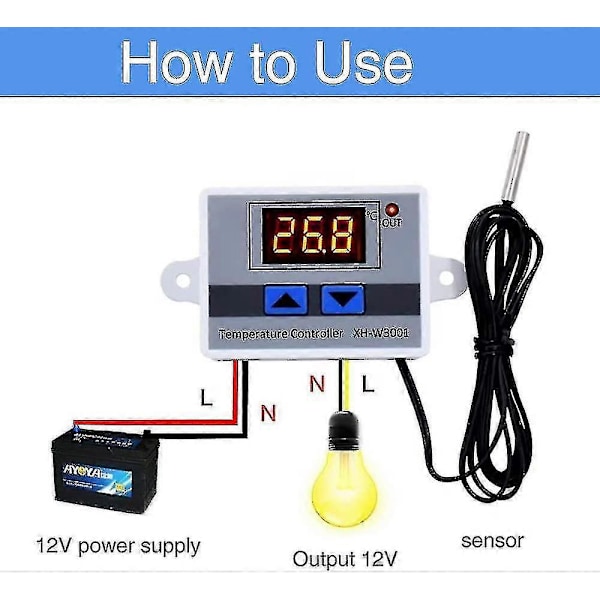 LED Digital Temperaturstyringsmodul Programmerbar Køletermostat (12V 10A 120W)