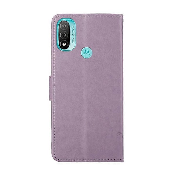Moderigtig pungfunktion Flip Prægede Sommerfugle Blomst PU Læder Ridsefast Telefon Cover Stativ Skal Kompatibel Med M Purple