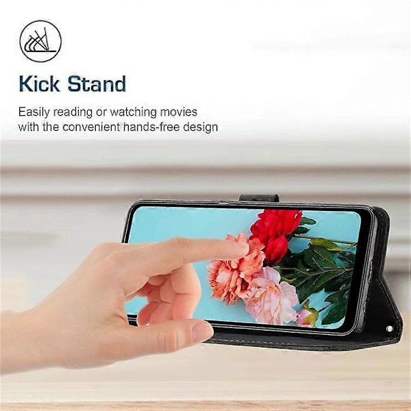 Kompatibelt för Nokia G42 Mobilskal Präglade Linjer Hudvänligt Plånboksfodral TPU+PU Läder Skal Ställ Black