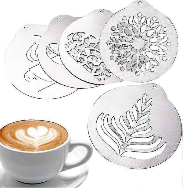 5 stk. Kaffeskabeloner, Kaffekage DIY-skabeloner i rustfrit stål