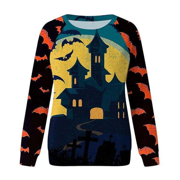 Halloween Sweatshirts Dam Höst Pumpa Långärmade Skjortor Blus Pumpa Grafiskt printed Crewneck Pullover Top style 5 4XL