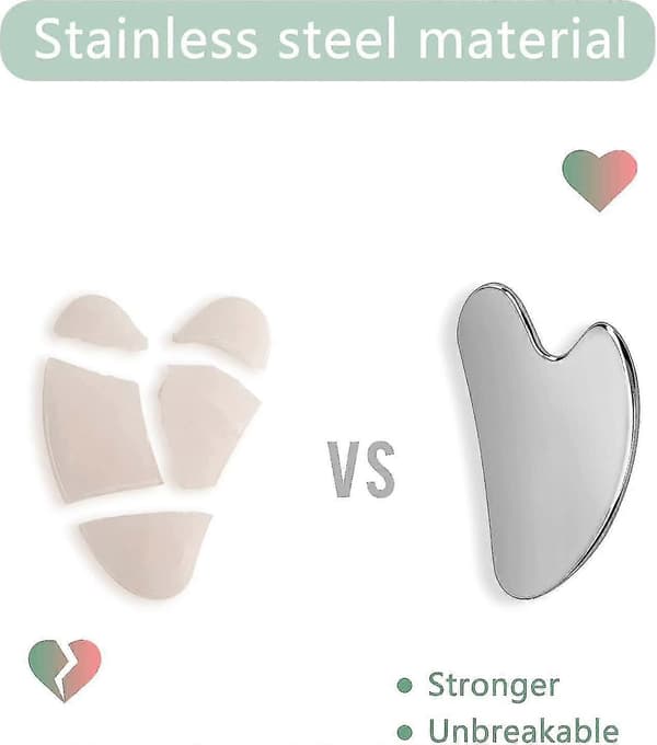 Gua Sha, Premium rustfrit stål Gua Sha sten, opgraderet Guasha til ansigt, Guasha rustfrit stål