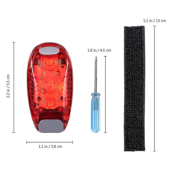2 par sikkerhets LED-lys for løpere, sykler, båter, høy synlighet, klipslys for løping, gåing, jogging (blå+rød)