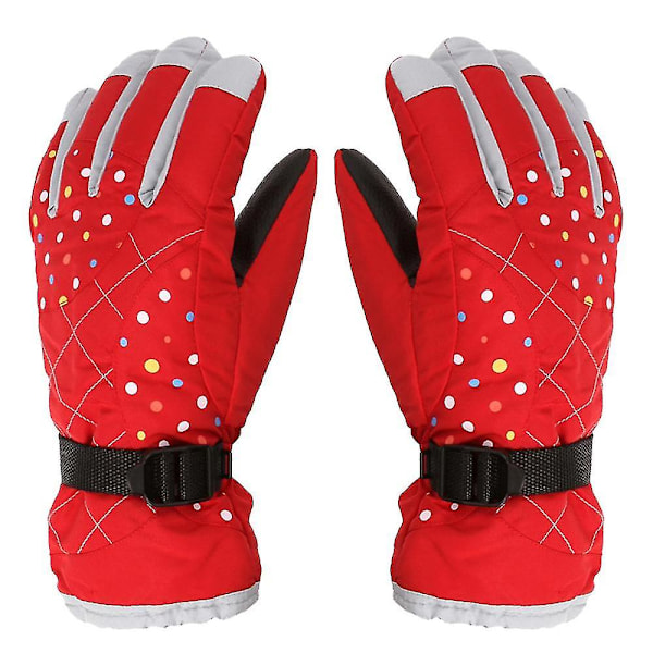 Nya skidhandskar för damer plus fleece tjocka vintervarma handskar utomhussporter Red