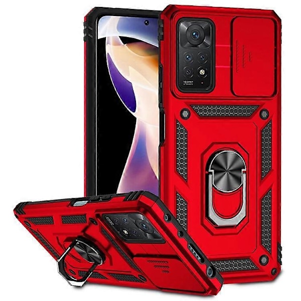Kompatibelt för Xiaomi Redmi Note 11 Pro 4G (MediaTek) / Redmi Note 11 Pro 5G (Qualcomm) Skydd Hårt PC + TPU Skyddsfodral Ro Red