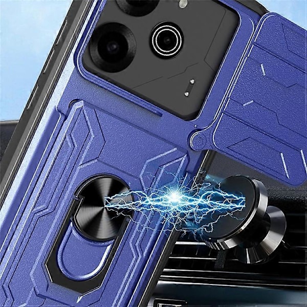 Kompatibelt Skal för TECNO Pova 6 4G / 6 Pro 5G PC+TPU Ställ Telefon Baksida med Kameraskydd Azure