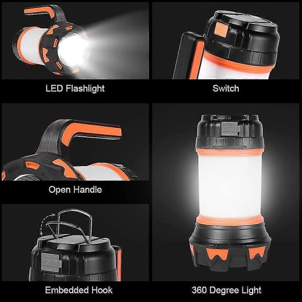 Oppladbar Campinglykt, Super Sterk 1000 Lumen Campinglykt, 6 Moduser