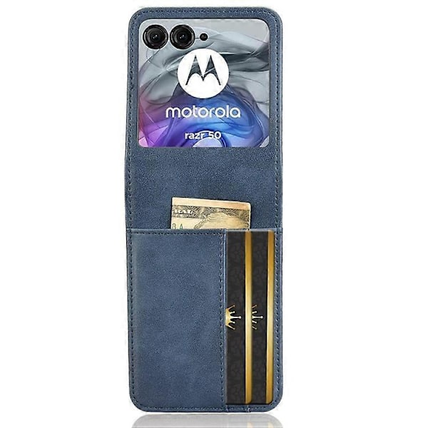 Kompatibelt Plånboksfodral för Motorola Razr 50 5G Stöttåligt Läder Telefonskal Blue