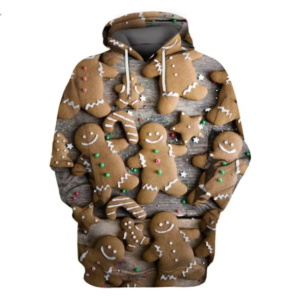 Herr jul 3d hoodies Sweatshirt Print Pepparkakor Casual Harajuku Toppar Höst Vinter Oversized Lyxkläder style 10 L