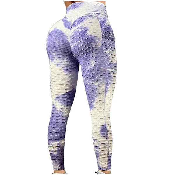Tflycq Mode Dam Lång Flerfärgad Tight High Waist Elasticity Sports Yoga Byxor Purple M
