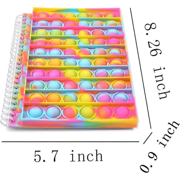 Pop Anteckningsbok, Pop Bubble Fidget Anteckningsbok Pop Fidget Leksaker Anteckningsbok för att Lindra Stress, Silikon Bubblor Anti-Ångest Fidget Perfekt för Vuxna. (Tie dye)