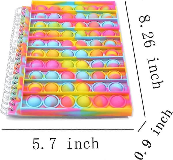 Pop Notesbog, Pop Bubble Fidget Notesbog Pop Fidget Legetøj Notesbog til at lindre stress, Silikone Bobler Anti-Angst Fidget Perfekt til voksne. (Tie dye)
