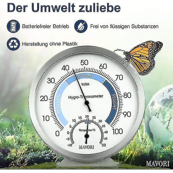 Hygrometer Analog Inomhus Termometer - Högkvalitativt Rostfritt Stål