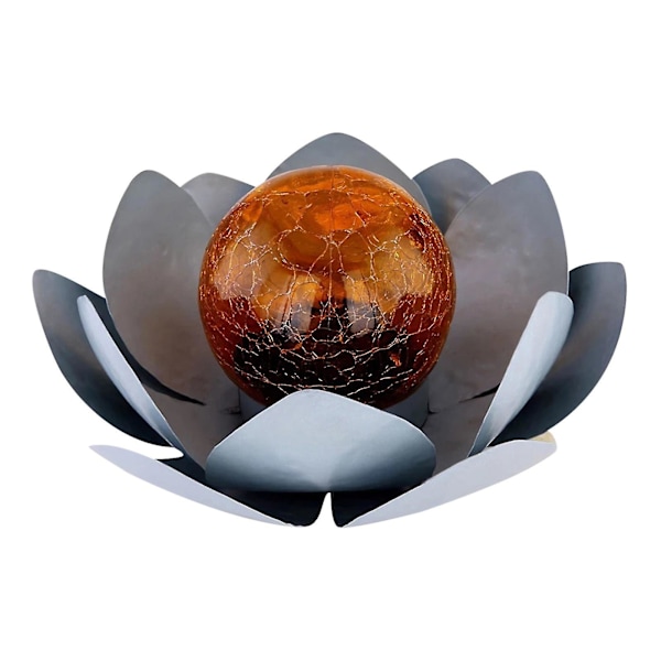 Julepynt LED Blomsterterrasse Dekor Amber Knust Glasskule-lotus Utendørs Dekor Q