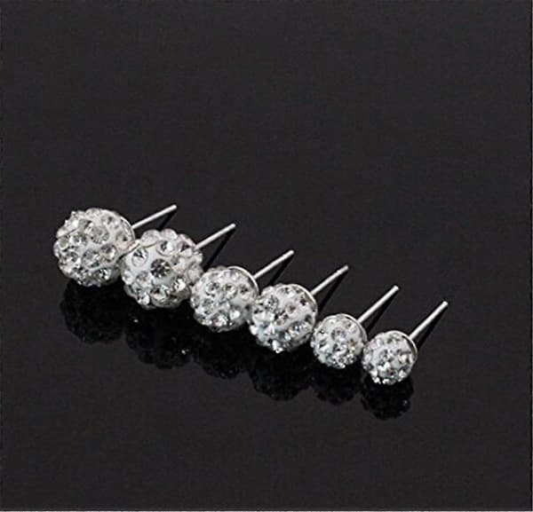 3 Par Diamantkugle Stud Sæt Krystal Rhinestones Øreringe til Kvinder Komfortable og Miljøvenlige