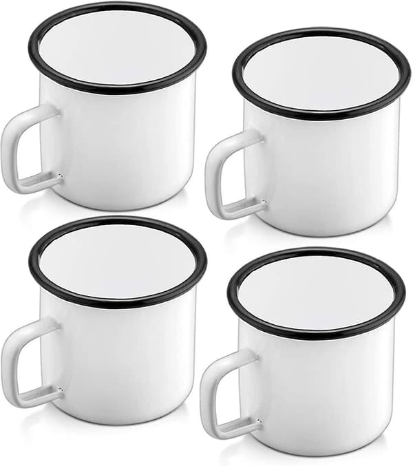 12 Oz Emalj Kaffe Camping Mugg Set. Litet Sött Te Camp Emalj Mugg Set