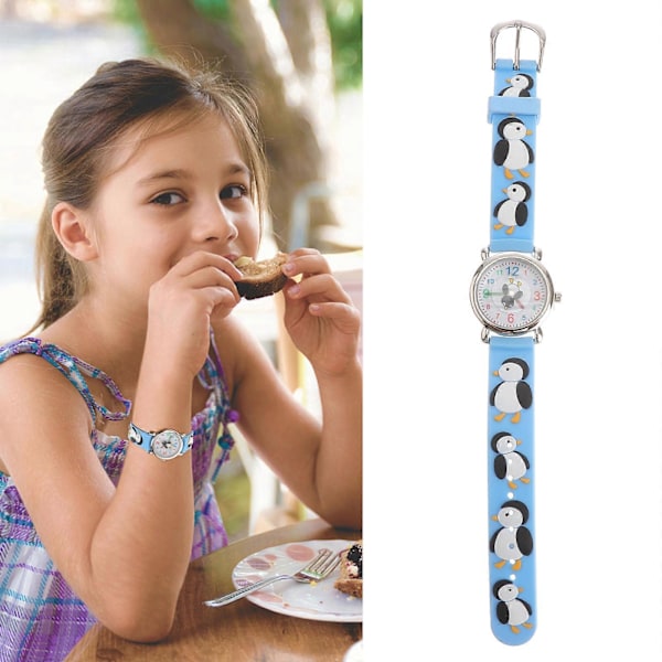 1 st Tecknad Pingvin Klocka Silikon Quartz Klocka Kreativ Armbandsur Mode Casual Klocka för Barn