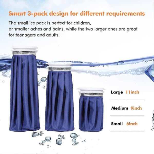 Ispåse Varmvattenpåse för Skador 3-pack, 3 Storlekar 6\"/9\"/11\"