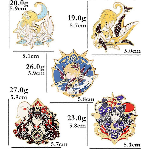 Genshin Impact Hutao Brosche Nål - Hutao Karakter Cosplay Emblembrosche Lapel Nål - Gave til Fans, Kvinder og Piger tartaglia a -