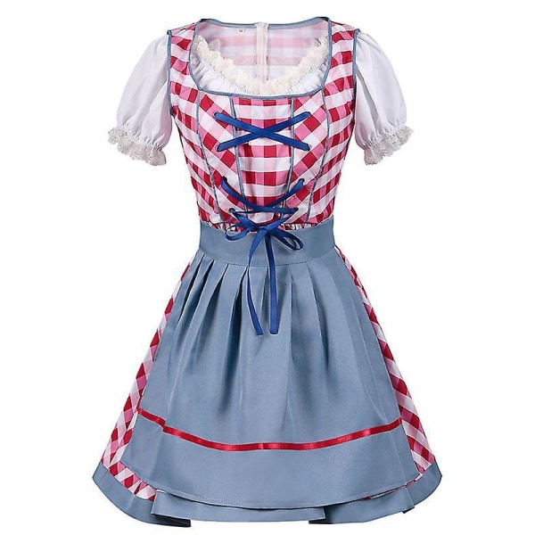 Uudet Halloween-karnevaaliasut Saksalaiset Oktoberfest-asut Jaetut henkselit puku Baijerin naisten vaatteet 2XL Blue Bare shoulders