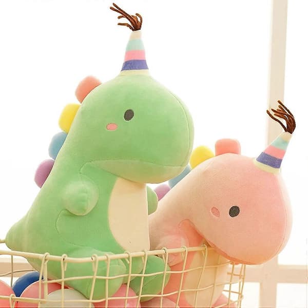 Kosedyr, myk dinosaur kosedyrfigur gave til gutter og jenter (rosa, 23 cm)