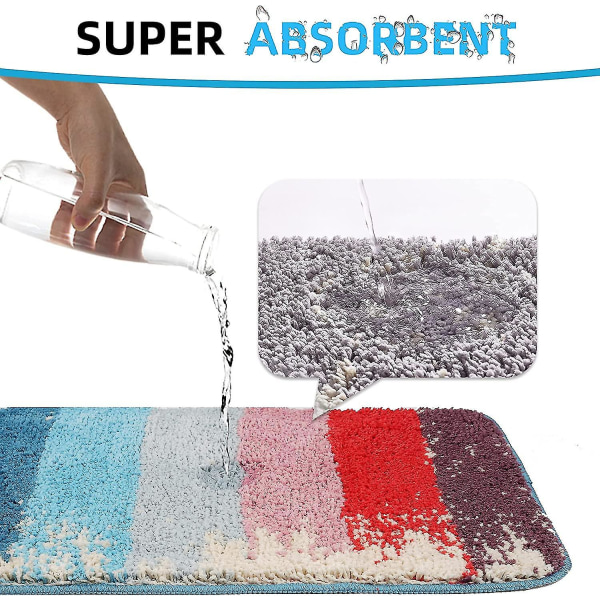 Tflycqbadrumsmatta Set om 2 Absorberande maskintvättbara halkfria badmattor Lyxiga mjuka mikrofiber Färgglada badmattor för badrum kök och sovrum