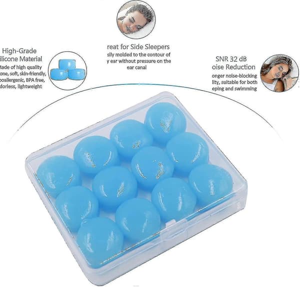 Silikonöronproppar, 12-pack Present Mjuka Återanvändbara Formbara Vattentäta Brusreducerande
