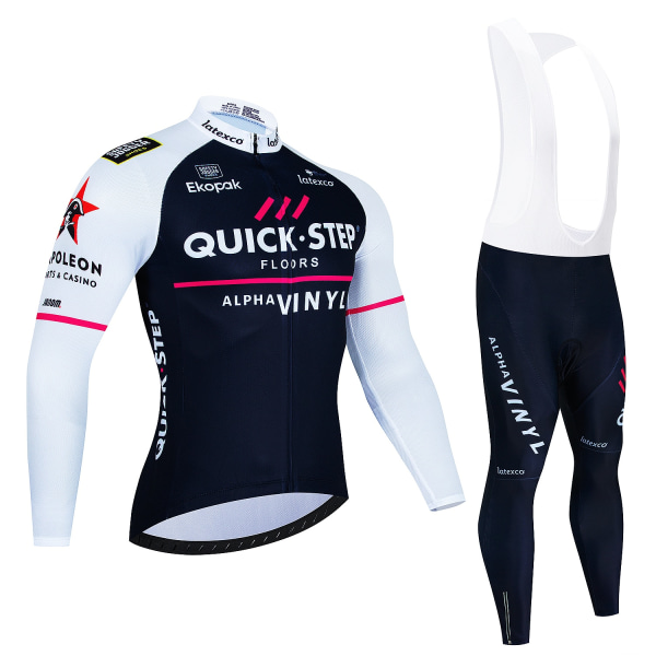 Quick·Step Winter Thermal Fleece Pyöräilypaitasarjat Maillot Ropa Ciclismo Pidä lämpimänä MTB Bike Wear Pyöräilyvaatteet Set Black Asian Size -XL