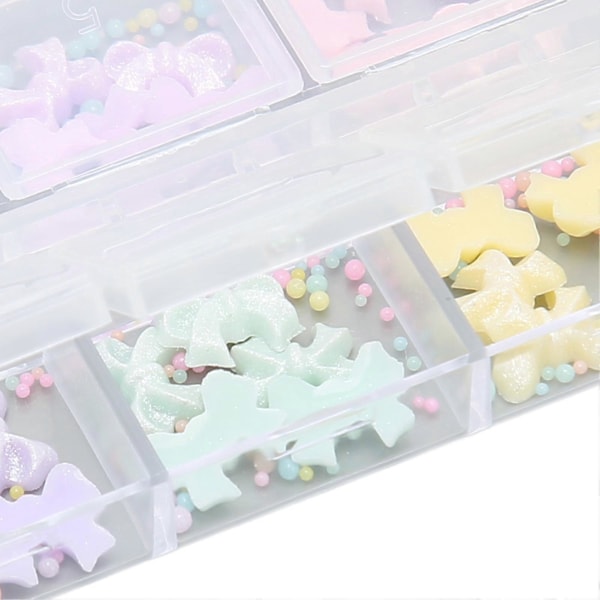 Sløyfe Negledekorasjoner Resin Fargerike Søte Utsøkte 3D Sløyfe Neglekunstdekorasjoner for DIY