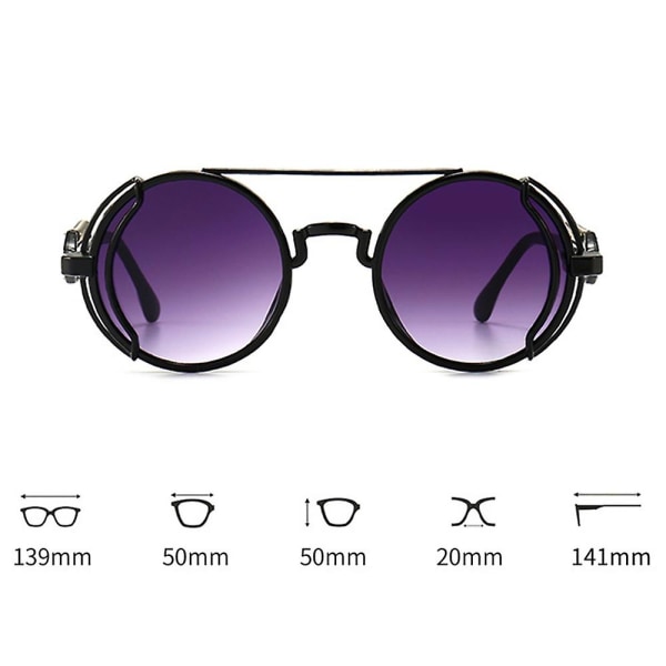 Retro Gothic Steampunk Aurinkolasit Naisille Miesten Vintage Pyöreä Linssi Metallikehys Hippi Aurinkolasit Silmälasit Tea
