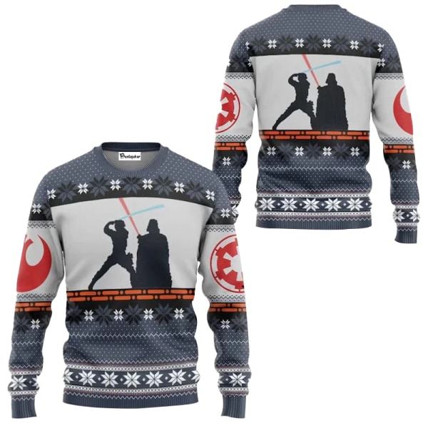 Santa Darth Vader Jul Ugly Sweater Star Wars The Mandalorian Men Pullover Kläder Höst Vinter Dam Sweatshirt style 2 L