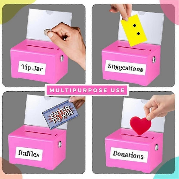 Donationsbox med lås - Akrylförslagslåda med slits, Röstningslåda med lås och skylthållare för Raf