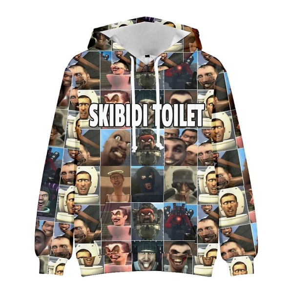 Skibidi WC Halloween-hupparit Hauskat printed collegepaita hupullinen neulepusero kiristysnyörillä Topit pojille tytöille lapsille faneille lahja style 1 9-10 Years