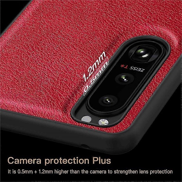 Kompatibelt Skal för Sony Xperia 5 III 5G, Repskydd, Anti-fingeravtryck, Retro PU Läderbelagd TPU+PC Telefonfodral Red