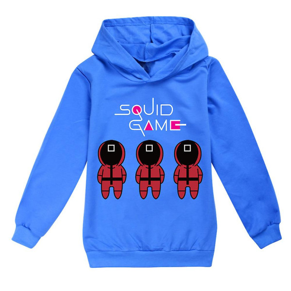 Squid Game Kids unisex långärmad huvtröja Sweatshirt Pullover Toppar Dark Blue 9-10Years