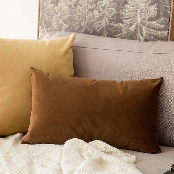 2 Dekorative Puteromslag i Fløyel, Sofa Putetrekk Supermyk Myk Komfortabel Hjemmedekorasjon Stue Soverom For Sofa 50x50cm Gul
