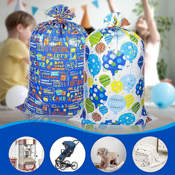 Lager Muovilahjakassi (36x56 tuumaa). 2 kpl Jumbo Lahjakasseja Kuvioilla