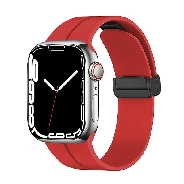 Magnetisk rem för Apple Watch Ultra Band 49mm 45mm 41mm 44mm 40mm 42mm 38mm Silikon Correa Armband Iwatch Series 8 Se 7 6 5 4 red 42mm 44mm 45mm 49mm