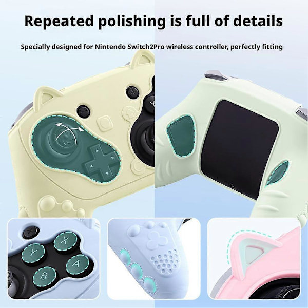 Silikonebeskyttelsesetui til Switch2Pro-controller, sødt katteøredesign Pink cat