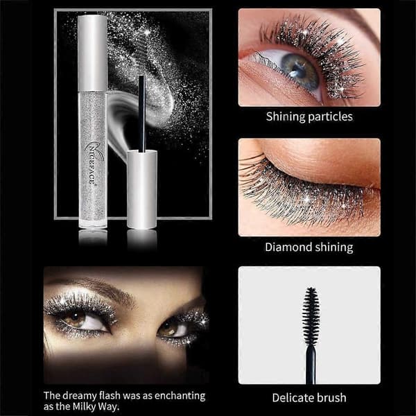 Glitter Mascara Diamond Glitter Mascara, 4D Glitter Vanntett Øyenvippemascara for Kvinner, Langvarig Tykkende Forlengende 1Pcs