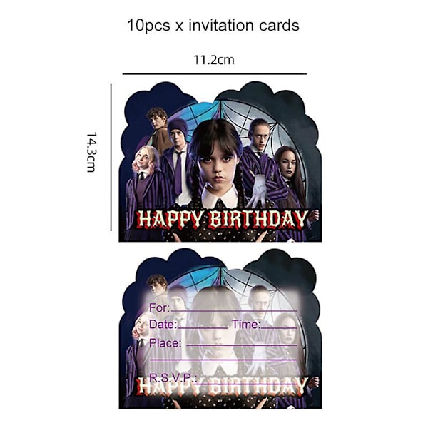 Elokuva Keskiviikko Addamsin syntymäpäiväjuhlien koristelu Banneri Ilmapallo Astiasto Juhlatapahtumatarvikkeet Kodinsisustuskupit tausta 10pcs cards