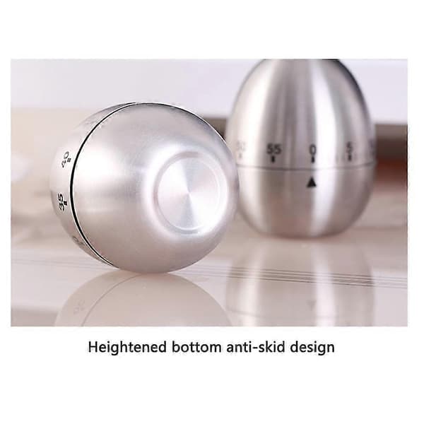 Kjøkken Timer, Eggformet Mekanisk Roterende Alarm Egg Timer Tids Påminnelse Tidsplan i Rustfritt Stål - svart
