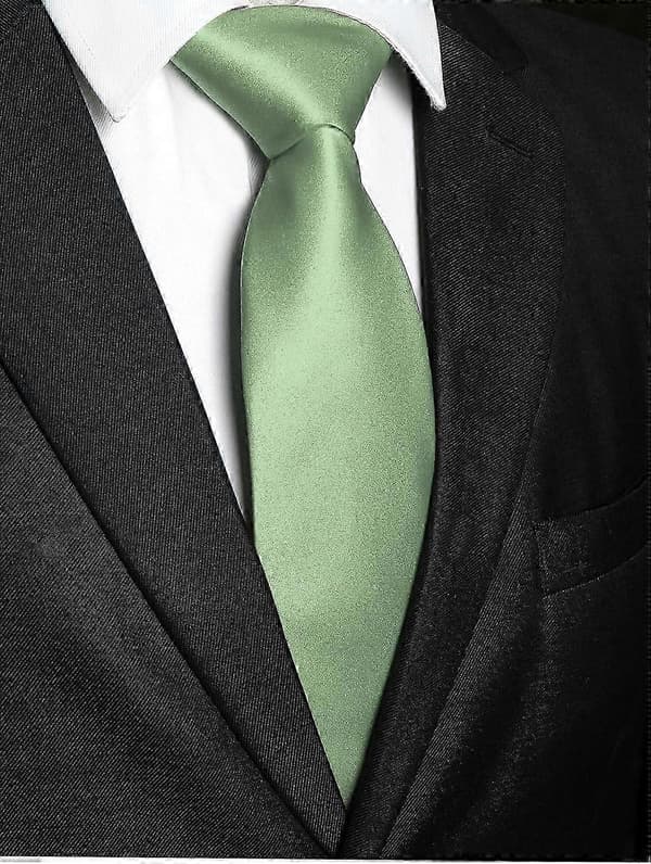 Ensfarvet slips herre slips til forretning og bryllupsfest Sage Green