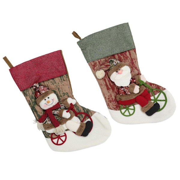 2 st Julsäckar Jultomte Julstrumpor Julgransprydnad Julhängstrumpor Julväska