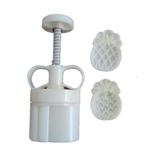 3 st/set Plast 50g Handpressad Månkakform med Ananasmönster Form Q