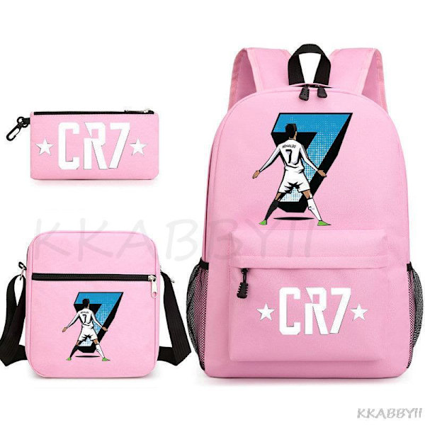 CR7 Skolväskor 3st Stor bokryggsäck för tonåringar Pojkar Flickor Resebärbar dator Mochila Escolars Light Green
