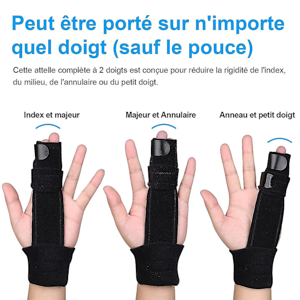 Justerbar 2-finger Stabiliseringsskena med Trigger, Metall Immobiliseringsbehandling för stukningar, artrit, hammartå, fullt stöd för hand och handled -