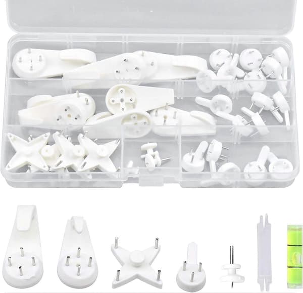 39-pack med icke-markerande väggkrokar, bildväggskrokar, bildkrokar, tavelkrokar