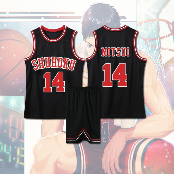 Anime Sakuragi Hanamichi Cosplay Slam Dunk Jersey Shohoku School Basketball Team Univor Urheiluasut Kaede Rukawa Cosplay-asu Dark Grey 6XL